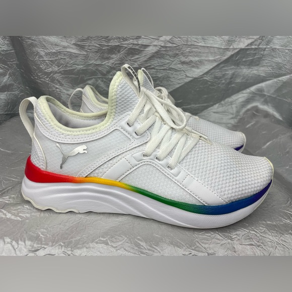 Puma softride Sophia running shoes size 6C (narrow) white & rainbow swirl - Picture 1 of 12